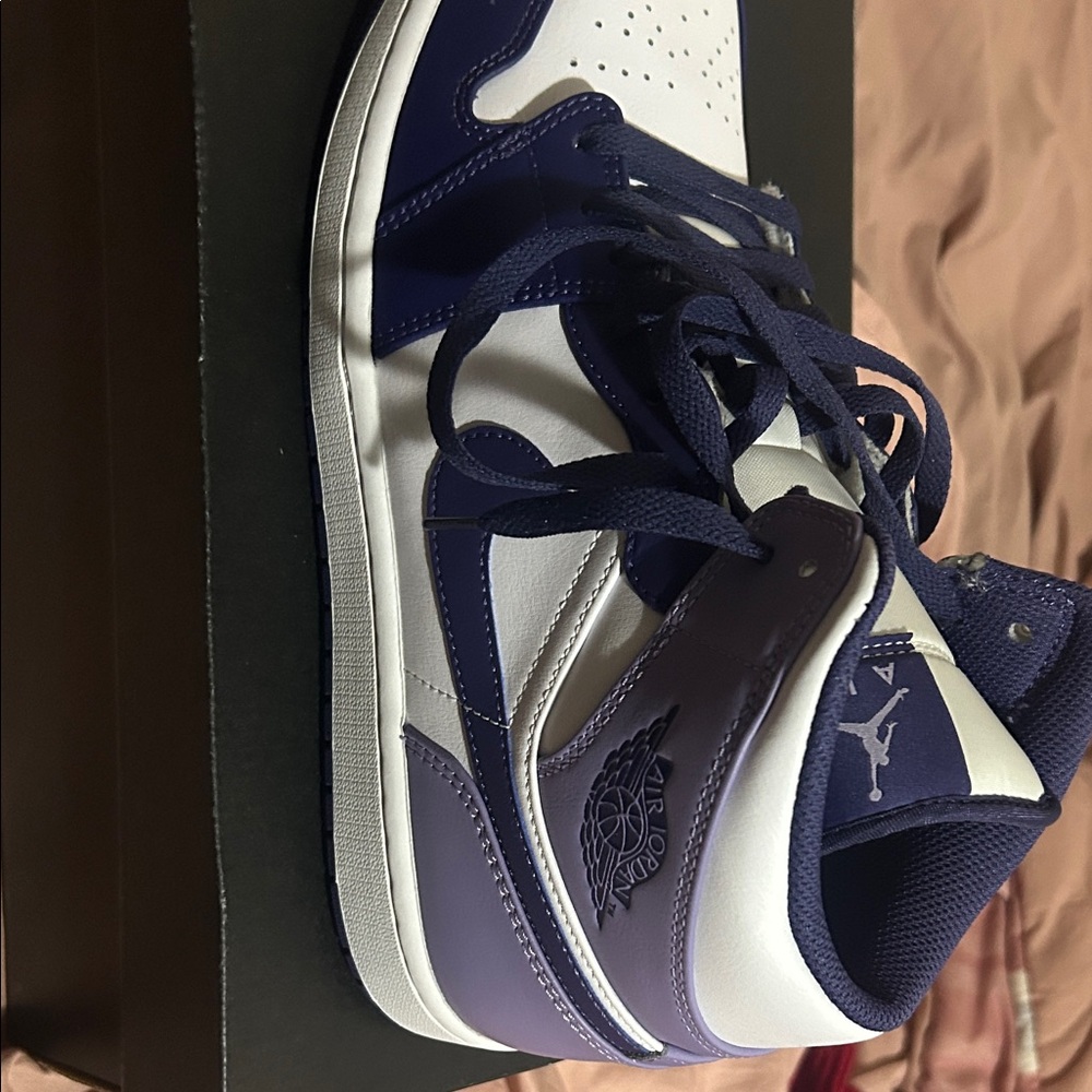 Jordan High-Top Sneakers in Purple and White